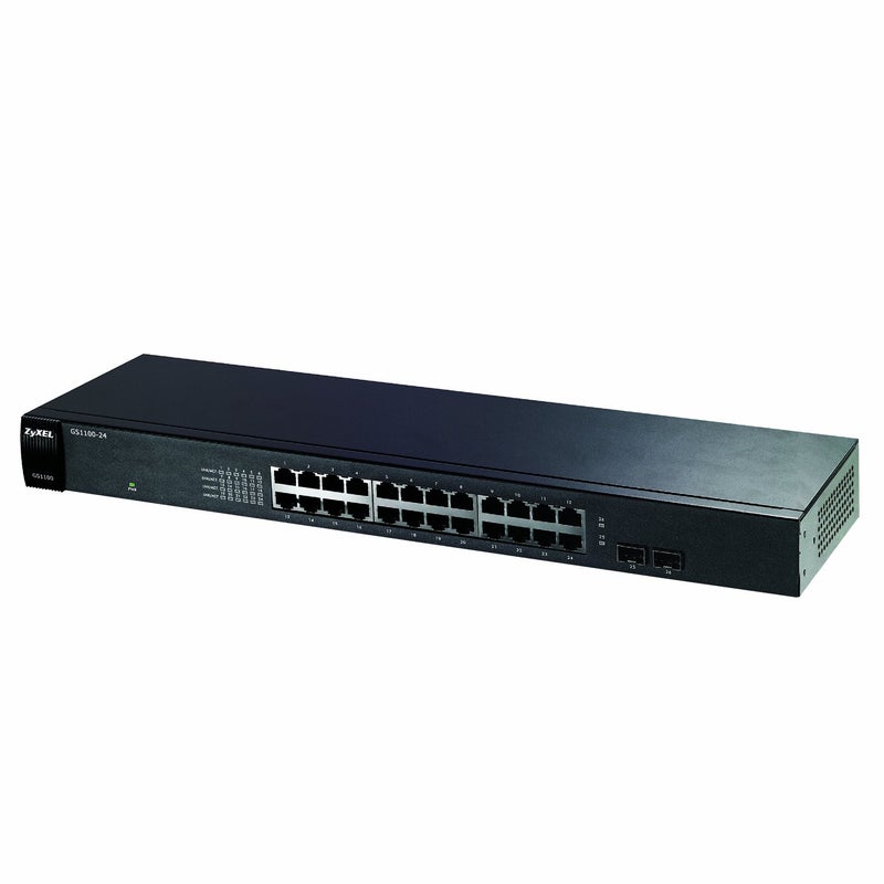 ZyXEL 24-Port Gigabit Ethernet Unmanaged Switch - Fanless Design with 2 SFP Ports [GS1100-24] - Image 1